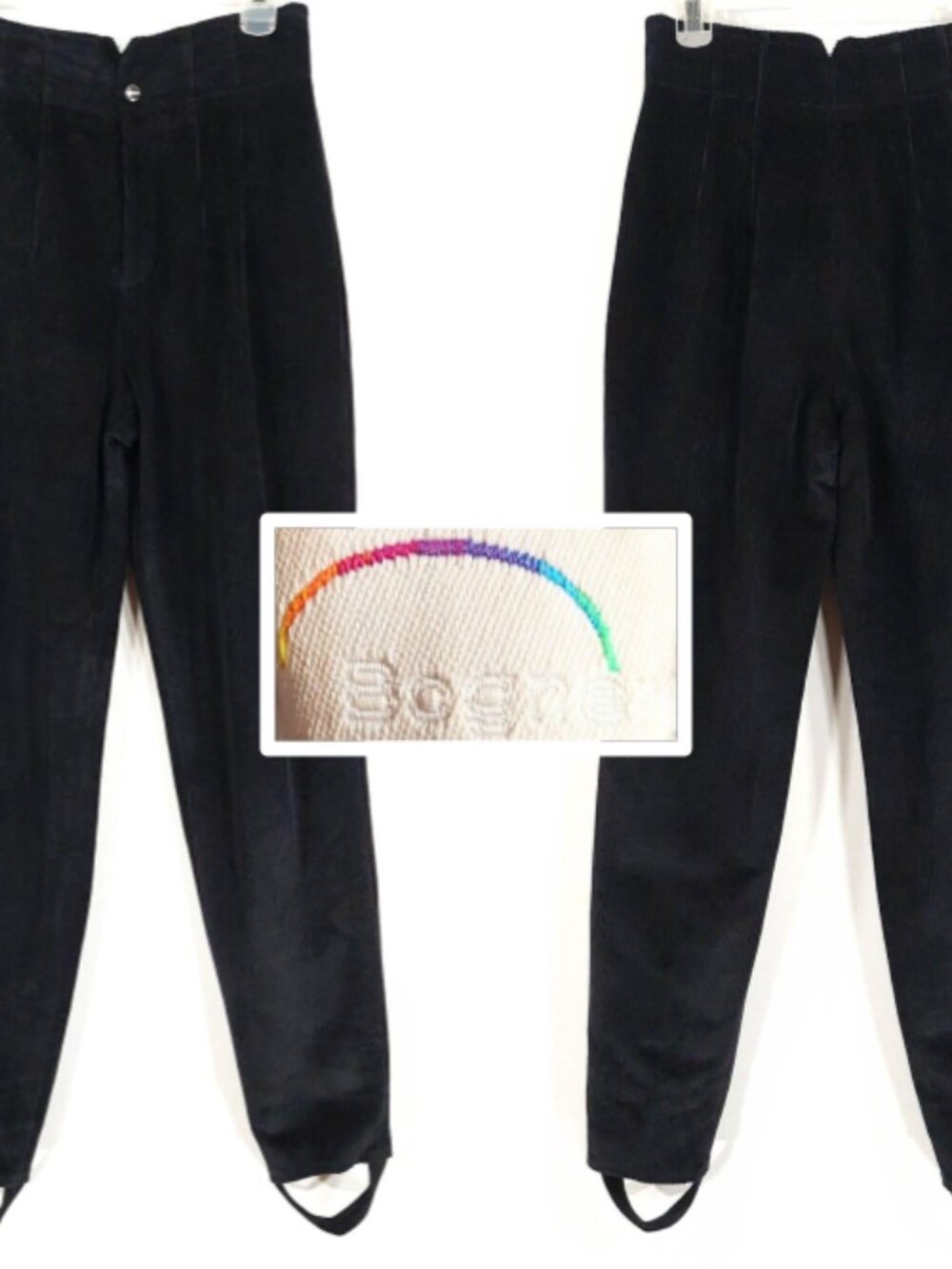 Vintage Bogner Corduroy Stirrup Ski Pants Womens 28x29 Ultra High Rise, Tapered